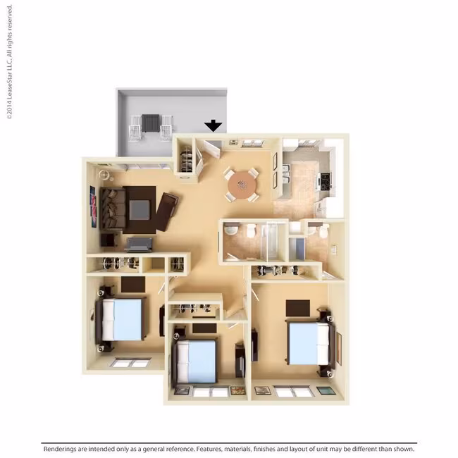 Medium 3 Bed 1.75 Bath 108 floor plan